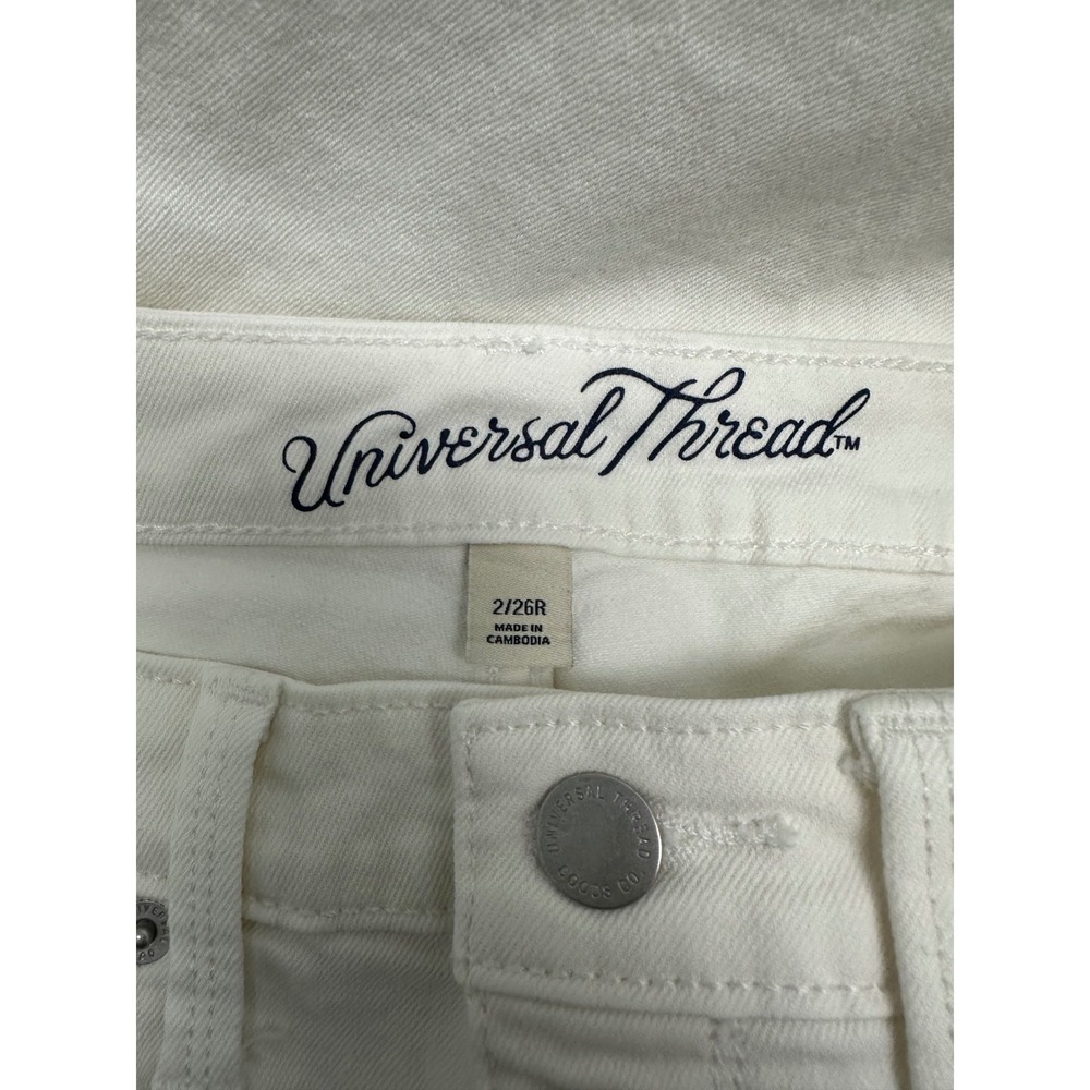 Universal Thread High Rise Straight Crop Cream Button Fly Distressed 2/26R - Picture 7 of 10